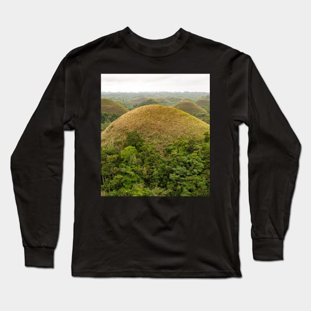 The Chocolate Hills, Carmen, Bohol, Philippines Long Sleeve T-Shirt by Upbeat Traveler